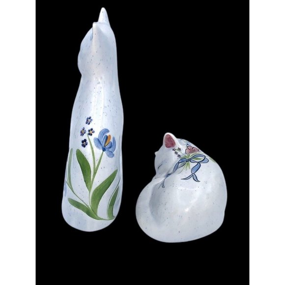 Vintage NS Gustin Co Ceramic White Cats Flowers and Bows Standing And Laying - Picture 4 of 8